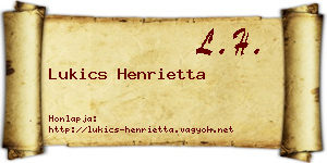 Lukics Henrietta névjegykártya